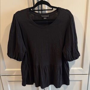 Sanctuary Black Peplum Blouse with Relaxed Boxy Fit